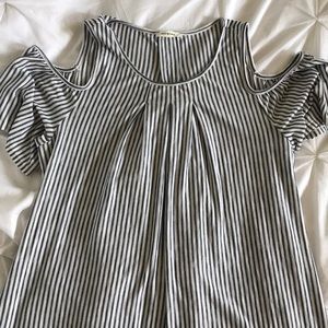 Striped cold shoulder top